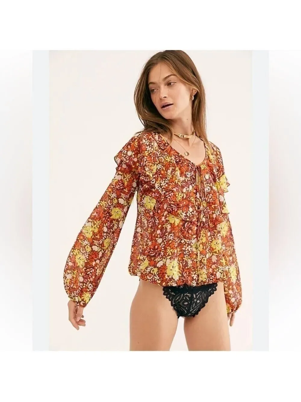 Intimately Free People Floral Lace Bodysuit Size L